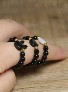 gxtbw 1 件可爱猫兔串珠戒指 - 简约时尚派对珠宝配饰、男女通用情侣戒指、手工珠宝礼物 - 戒指 - 查看 10