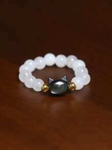 gxtbw 1 件可爱猫兔串珠戒指 - 简约时尚派对珠宝配饰、男女通用情侣戒指、手工珠宝礼物 - 戒指 - 查看 2