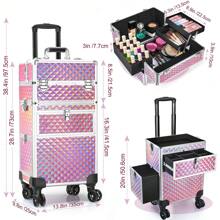 4 In 1 New Upgrade Makeup Rolling Case For Travel Storage Bag,Makeup Bag,Cosmetic Bag,Vacation Organizer,Large Capacity Makeup Organizer Makeup Case, For Lipstick, Brush, Skincare, Mobile Phone, Coin, Small Items, For Home,Gift,Vacation And Festival Halloween Christmas Multifunctional Use