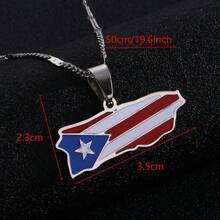 Puerto Rico Landkarten-Flaggen Anhänger Halsketten aus Edelstahl in Gold-/Stahlfarbe, patriotischer Schmuck für Puerto Ricaner - PR-PD - Übersicht 7