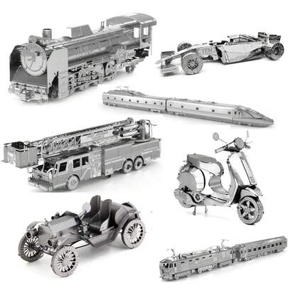 Mô hình lắp ráp kim loại 3D DIY, Phương tiện giao thông, Xe điện, Tàu hơi nước, Mô hình xe ben, Quà tặng Giáng sinh