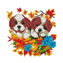 1 Set Animal Series Printed Cross Stitch Kit, DIY Stamped Cross Stitch 11CT Mesh 3-Strands Thread Embroidery Kit, Suitable For Beginners, Home Decor Cushion Pillow Cover