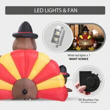 VIVOHOME Thanksgiving Inflatable LED Lighted Turkey With Hat Blow Up Outdoor Lawn Yard Decoration - 6ft Turkey Family - View 3