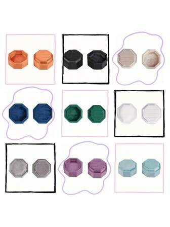 1pc Upgraded Velvet Jewelry Box With Lid, Octagonal Ring Box, Engagement Ring Box, Minimalist Earring & Ring Box, Proposal Gift, Valentine's Day Gift