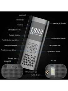 Compresor Portatil Bomba De Aire Eléctrica Llantas Aire Auto ,Bomba de inflado para automóvil, arranque de emergencia, máquina todo en, conveniente bomba de inflado, equipo de emergencia para automóvil - Multicolor - Ver 2