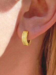 1 对精致 925 标准纯银水钻耳环简约时尚高级感水钻套装女士精美珠宝礼物 - 滿鑽方圓 - 查看 4