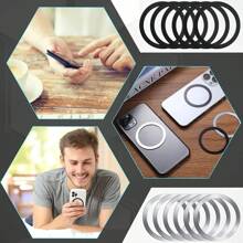 Magsafe Adhesive Magnetic Ring For Smartphone Simple Black And Silver - Bạc - Xem 6