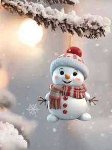 1 件/5 件可爱圣诞雪人挂饰，适用于圣诞节、新年、圣诞树装饰、生日、婚礼、庆祝活动、亚克力 - 彩色 - 查看 7