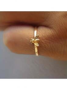 18K 镀金蜜蜂设计戒指 - 非常适合精致的订婚、复古婚礼和伴娘礼物！ - 金色 - 查看 3