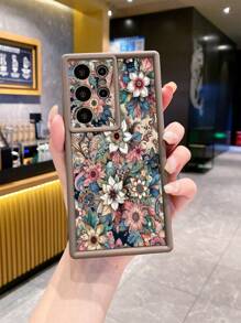 苹果 1 件时尚花卉相机保护手机壳兼容 iPhone/Galaxy/Infinix/Redmi/OPPO/VIVO/Honor/Oneplus - 棕色 - 查看 3