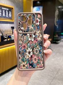 苹果 1 件时尚花卉相机保护手机壳兼容 iPhone/Galaxy/Infinix/Redmi/OPPO/VIVO/Honor/Oneplus - 棕色 - 查看 4