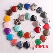 15/20/30pcs Natural Stone Charm Pendant, Various Styles Like Teardrop & Heart Shape, Suitable For Jewelry Making Valentines