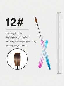 科林斯基亚克力美甲刷，优质美甲貂毛刷，木柄凝胶延长美甲刷，绘图工具 - 彩色 - 查看 12