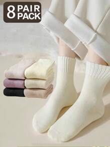 8 đôi tất nữ cổ cao, tất dày giữ ấm đến giữa bắp chân, tất dài qua đầu gối giữ ấm chân cho mùa đông. - Nhiều màu - Xem 1