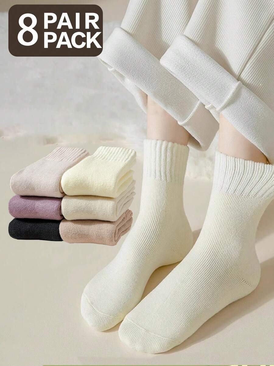 8 đôi tất nữ cổ cao, tất dày giữ ấm đến giữa bắp chân, tất dài qua đầu gối giữ ấm chân cho mùa đông. - Nhiều màu - Xem 1