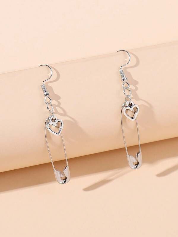 1 Pair Fashionable & Versatile Heart & Star Pendant Earrings