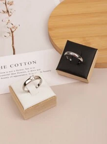 1pc Natural Bamboo Wood Ring Holder Jewelry Display Stand Back To School,Room Decor - Multicolor - View 2