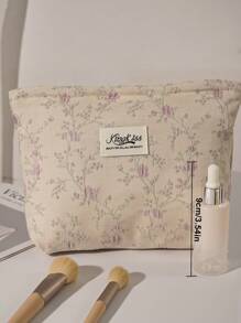 1 cái/bộ Túi đựng đồ trang điểm cầm tay màu be, vải Jacquard màu hồng hoa hồng. Túi đựng đồ trang điểm du lịch cỡ lớn, tối giản, đa chức năng, túi đựng mỹ phẩm bằng vải canvas, túi đựng đồ vệ sinh cá nhân di động. Thiết kế khóa kéo mở lớn, đựng mỹ phẩm, son môi, trang sức, chăm sóc móng tay, chăm sóc da, có thể đựng trang sức, kẹo, khăn giấy, băng vệ sinh, băng vệ sinh, tiền lẻ, chìa khóa, tai nghe, túi đựng đồ dễ thương, thích hợp cho phụ nữ, du lịch, ký túc xá, trường học. Quà tặng cho bé gái. Quà tặng ngày lễ - Màu be - Xem 4