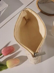 1 cái/bộ Túi đựng đồ trang điểm cầm tay màu be, vải Jacquard màu hồng hoa hồng. Túi đựng đồ trang điểm du lịch cỡ lớn, tối giản, đa chức năng, túi đựng mỹ phẩm bằng vải canvas, túi đựng đồ vệ sinh cá nhân di động. Thiết kế khóa kéo mở lớn, đựng mỹ phẩm, son môi, trang sức, chăm sóc móng tay, chăm sóc da, có thể đựng trang sức, kẹo, khăn giấy, băng vệ sinh, băng vệ sinh, tiền lẻ, chìa khóa, tai nghe, túi đựng đồ dễ thương, thích hợp cho phụ nữ, du lịch, ký túc xá, trường học. Quà tặng cho bé gái. Quà tặng ngày lễ - Màu be - Xem 8