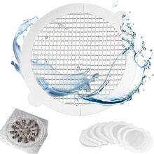 10pcs 11cm Round Disposable Drain Covers, Multi-Purpose/Anti-Clogging Hair Filters, Suitable For Bathtubs, Kitchens, Bathrooms And Other Drains - White - View 1
