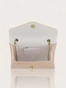 Túi cầm tay đơn giản sang trọng màu trơn dành cho nữ, Túi buổi tối có nắp quyến rũ và thời trang, Túi đeo chéo vai có dây xích, Kết hợp với hoa tai đá lấp lánh, Vòng tay, Vòng cổ Bộ bốn món, Thích hợp cho các cô gái tiệc tùng, Cô dâu, Hoàn hảo cho vũ hội, Tiệc ngày lễ, Tiệc tối, Đi làm hàng ngày - Màu Khaki - Xem 8