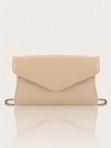 Túi cầm tay đơn giản sang trọng màu trơn dành cho nữ, Túi buổi tối có nắp quyến rũ và thời trang, Túi đeo chéo vai có dây xích, Kết hợp với hoa tai đá lấp lánh, Vòng tay, Vòng cổ Bộ bốn món, Thích hợp cho các cô gái tiệc tùng, Cô dâu, Hoàn hảo cho vũ hội, Tiệc ngày lễ, Tiệc tối, Đi làm hàng ngày - Màu Khaki - Xem 3