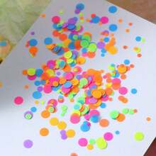 1 袋混合荧光圆形亮片闪光薄片用于环氧树脂填料硅胶模具填充气泡凸圆形五彩纸屑珠宝制作工艺品树脂艺术薄片 - 彩色 - 查看 3