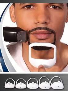 5 件/1 套，胡须造型辅助器，男士护理梳鬓角，胡须修剪轮廓工具，5 种不同类型的胡须模具板框，精致男士面部美容工具 - 彩色 - 查看 1