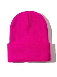 Solid Color Knit Beanie Hat With Personalized Logo, Versatile Unisex Ski Cap, Candy Colors, Outdoor For Men