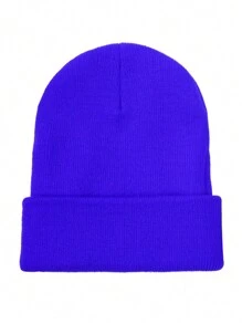 Solid Color Knit Beanie Hat With Personalized Logo, Versatile Unisex Ski Cap, Candy Colors, Outdoor For Men