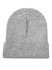 Solid Color Knit Beanie Hat With Personalized Logo, Versatile Unisex Ski Cap, Candy Colors, Outdoor For Men