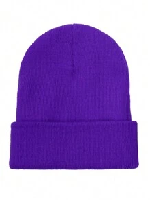 Solid Color Knit Beanie Hat With Personalized Logo, Versatile Unisex Ski Cap, Candy Colors, Outdoor For Men