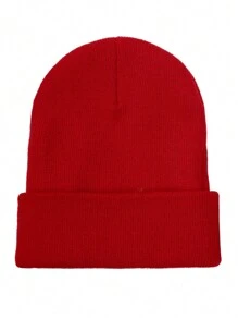 Solid Color Knit Beanie Hat With Personalized Logo, Versatile Unisex Ski Cap, Candy Colors, Outdoor For Men