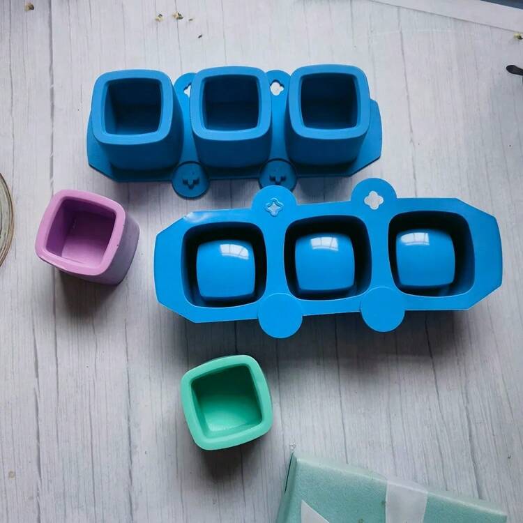 Forma de vasinhos Quadrado de gesso e concreto Molde de vasinho - Rosa chiclete - Visão 3