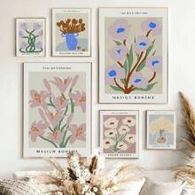 1pc Bình hoa sen hoa loa kèn nhiều màu sắc trừu tượng Matisse Flower Market Tranh vải nghệ thuật Áp phích In Ảnh treo tường Phòng khách Trang trí nhà Không có khung - Nhiều màu - Xem 2