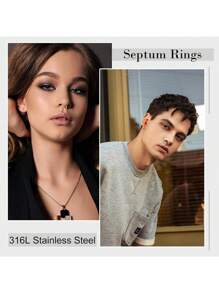 AVYRING 5PCS Septum Rings 16G Septum Jewelry Stainless Steel Septum Piercings Horseshoe Helix Daith Tragus Lip Rings Nose Hoop Hinged Seamless Septum Piercing Jewelry For Women Men