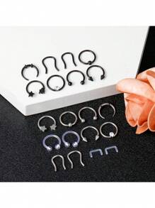 AVYRING 5PCS Septum Rings 16G Septum Jewelry Stainless Steel Septum Piercings Horseshoe Helix Daith Tragus Lip Rings Nose Hoop Hinged Seamless Septum Piercing Jewelry For Women Men