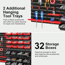 Holdfiturn 70Pcs Wall Mounted Storage Bins Backboard DIY Stackable Workshop Storage For Tools Hardwares Crafts 64 X 41cm Plastic Bin Panel Rack With Screws For Tool Shed Garage Workshop - 70pc Red+Black - View 5