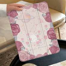 Khe cắm bút + Vỏ máy tính bảng xoay 720° tương thích với Ipad 9th/10th Air4/5/6, Galaxy Tab A8/S6 Lite10,4 inch/A7/A8/A9 8,7 inch A9+/S9FE Vỏ bảo vệ chống sốc bằng da PU họa tiết hành tinh màu hồng anh đào tình yêu, hỗ trợ chế độ Ngủ/Đánh thức tự động - Bụi hồng - Xem 11