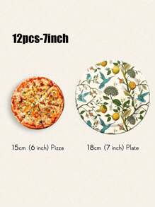 24 teiliges Set, Einweggeschirr, Blumen- und Kolibri-Motiv Einweg Pappteller, Kuchenteller, Party Teller, Geburtstagsteller, Material, geeignet für Geburtstagsfeiern, Werbeaktionen, Partys, Picknicks, Camping - Verschiedenfarbig - Übersicht 10