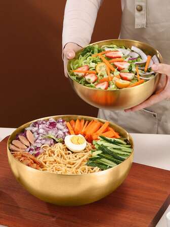 QIYINGFA 1 件不锈钢沙拉搅拌碗/厨房烘焙面团碗/嵌套沙拉碗（0.5/1.5/3/5 升）圣诞礼物