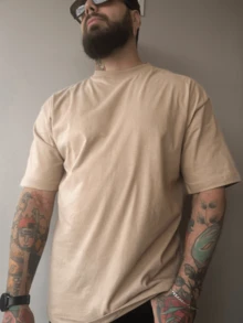 Men's Oversized Casual Minimalist Shirt - 米色 - 查看 1