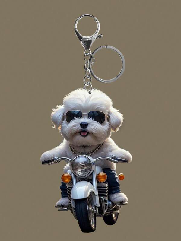 1pc Casual Cute Party Acrylic Dog Motorcycle 3D Design Keychain, Attractive Accessory Gift For Women, Suitable For Bag, Car Decor Year Round Car Accessories Bag Charm School Cartoon Goth Y2k