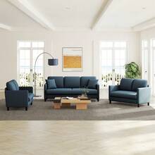 Teddy Velvet Sofa Modern Couch Love Seat Settee Room Apartment Office Couch - 51吋藍色 - 查看 1