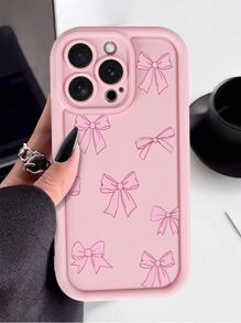 1pc Butterfly & Cherry Blossom Glitter Phone Case Compatible With IPhone 16e, 13, 15, 15 Pro, 14 Pro, 14 Plus, 7/8 Plus, 11, 12 Pro Max, 13, 14 Pro Max, S24, S23, 17 Pro Max/17 Pro/17 Air/17 - Pink - View 4