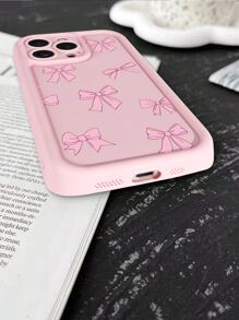 1pc Butterfly & Cherry Blossom Glitter Phone Case Compatible With IPhone 16e, 13, 15, 15 Pro, 14 Pro, 14 Plus, 7/8 Plus, 11, 12 Pro Max, 13, 14 Pro Max, S24, S23, 17 Pro Max/17 Pro/17 Air/17 - Pink - View 3