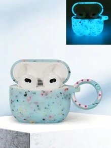 Apple 1pc Night Luminous Silicone Soft Protective Case Compatible With Airpods Pro, Fluorescent Airpods 4 Earphone Cover - Buckle - View 19