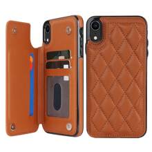 AWQUER 钱包手机壳适用于 16 15 14 Plus 13 12 11 Pro Max 8 7 Plus SE 5G 2020 2022 带信用卡插槽支架，PU 皮革手机壳适用于 Galaxy S24 S23 S22 S21 S20 FE Note 20 Ultra 10 Plus A55 A35 A25 A15 A54 A14 A73 A53 A13 A72 A52 A22 A12 A71 A51 A70 A50 S 4G 5G 支架防震带 RFID 屏蔽手机袋保护套 - 棕色 - 查看 23