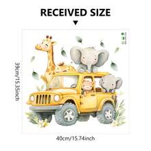 1PC Động vật du lịch trên ô tô dán tường Miếng dán tường động vật hoang dã đi bộ đường dài Khám phá động vật lột và dán Hươu cao cổ và voi Miếng dán tường phiêu lưu động vật cho trang trí phòng gia đình - Nhiều màu - Xem 8