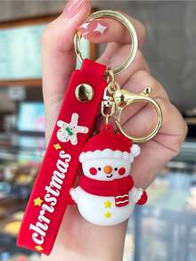 Chaveiro de Natal, presente, chaveiro fofo de desenho animado de Natal, chaveiro de silicone com pulseira de Papai Noel, para mochila escolar, pingente de carro, decoração de mochila, aniversário, presente de Natal